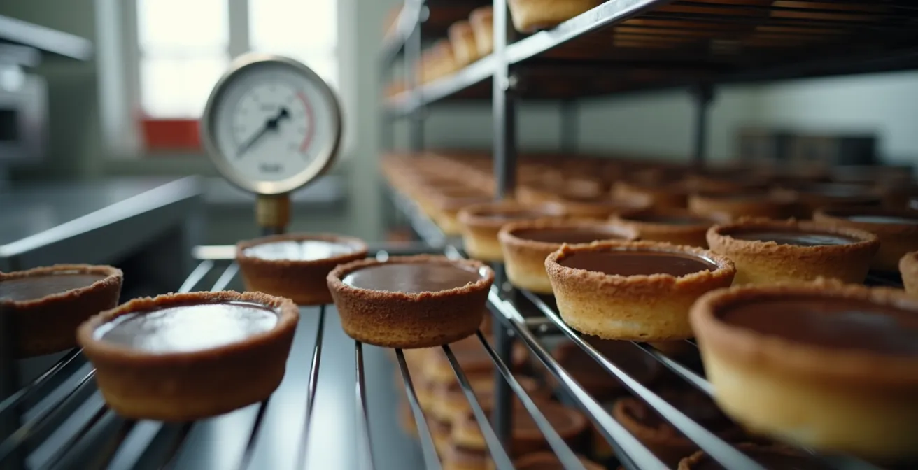 Professional chocolate storage setup showing temperature and humidity control systems