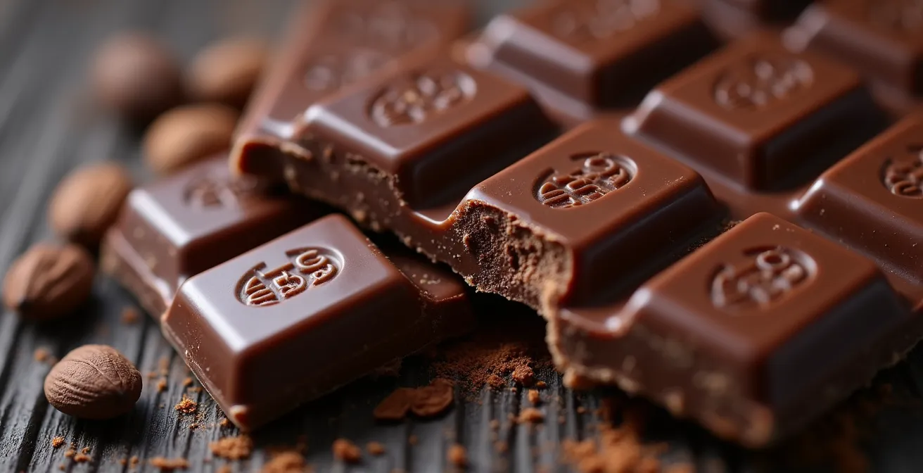 Precise portion measurement of 85% dark chocolate squares