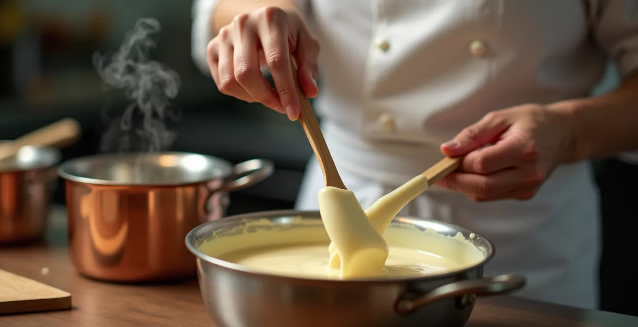 Time-lapse style showing white chocolate transforming to golden blonde