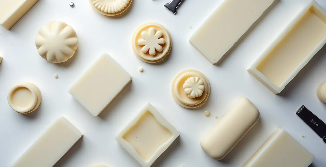 Inverted entremet assembly in silicone mold showing gravity-compressed layers