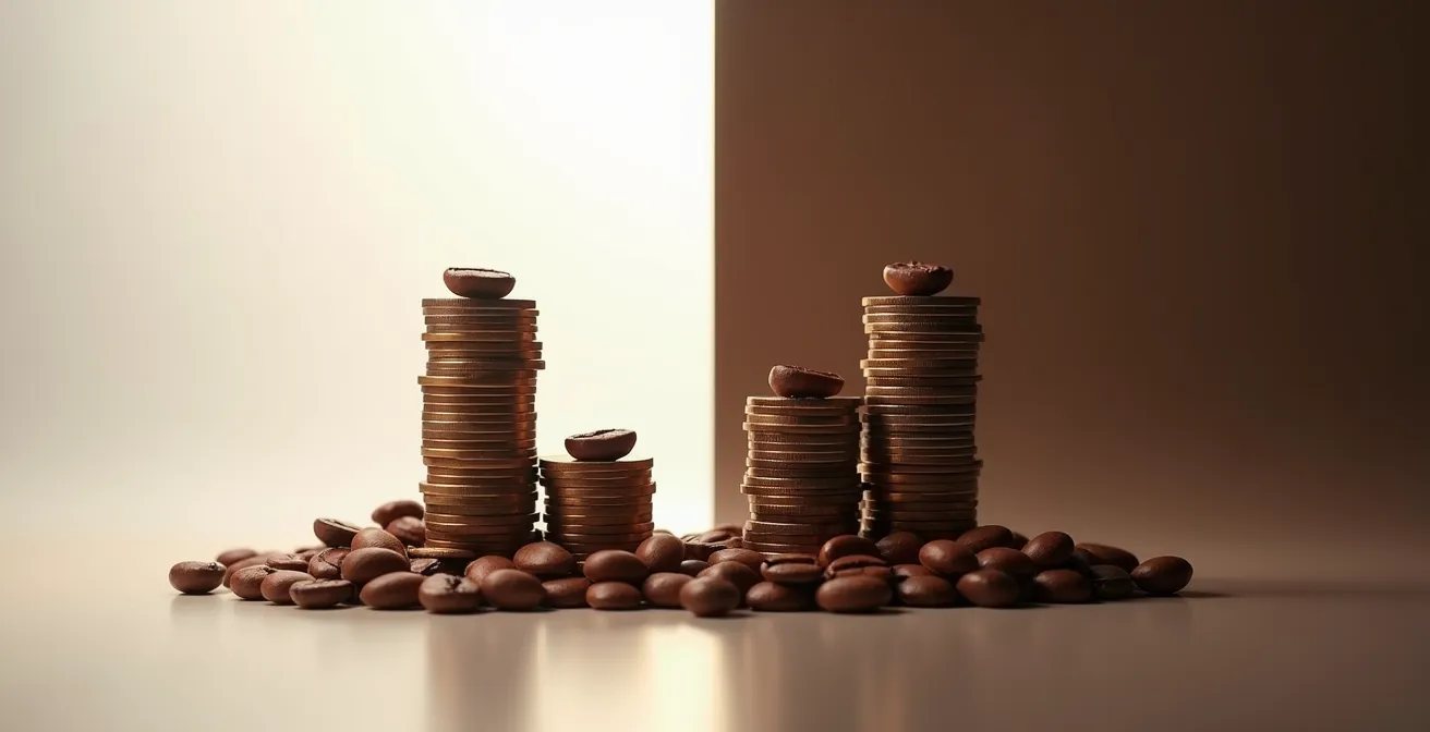 Visual comparison of value distribution in Grand Cru versus commodity chocolate